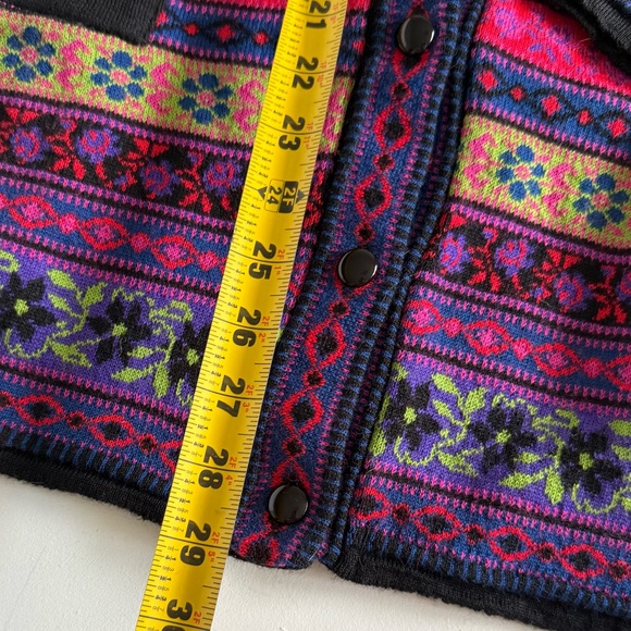 Vintage Quadro, Wool Blend Italian Cardigan / Neon Floral Fair Isles - Picture 5 of 8